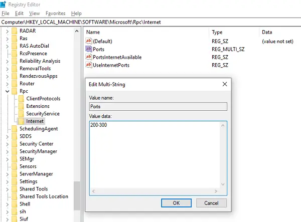 Configure RPC Ports using Registry