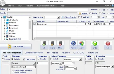 mass file renamer windows