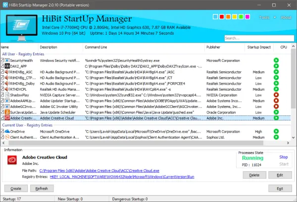 Manage Windows Startup items