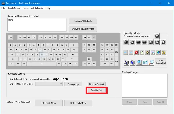 KeyTweak keyboard mapping software