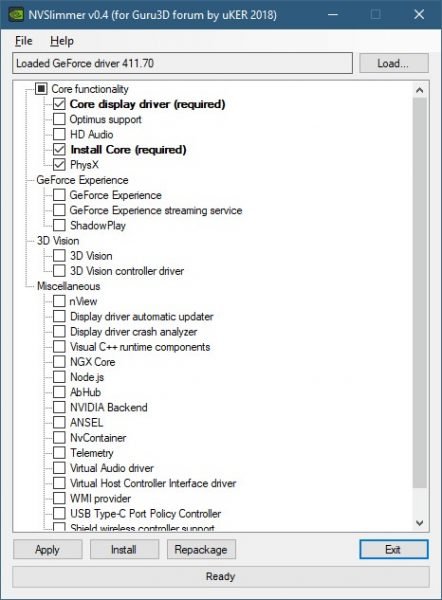 NVIDIA driver slimming utility