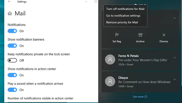 Tweak App notification settings from Action Center
