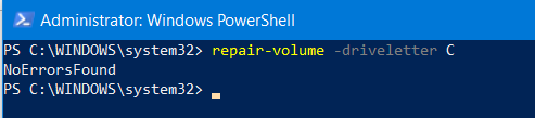 Repair Volume Windows Powershell