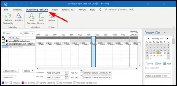 how to set work hours in outlook