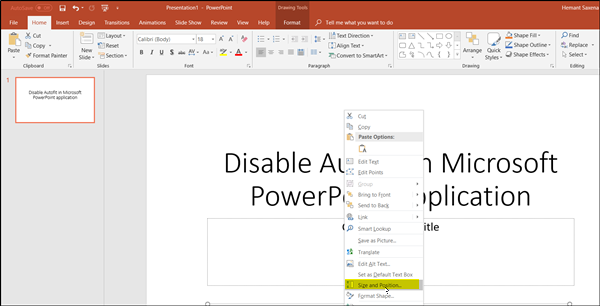 Disable Autofit automatic text resizing in PowerPoint