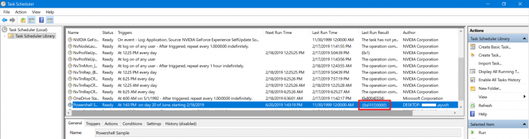 error code 0x80070057 for Task Scheduler