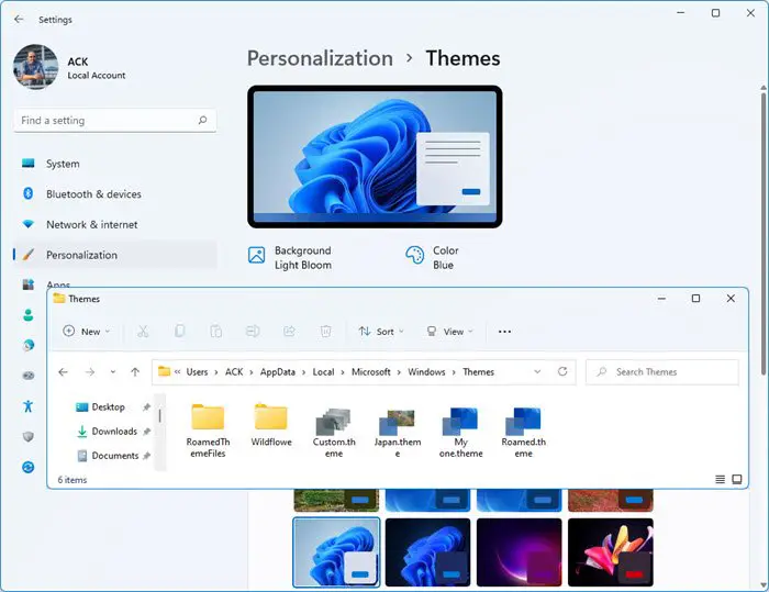 Where does Windows 11/10 store Themes