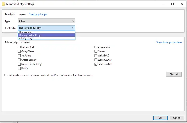 DHCP Client Service gives Access Denied