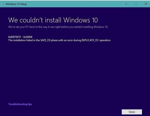 Windows 11/10 Update keeps failing with error 0x8007001f - 0x20006
