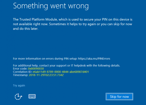 Correction Des Erreurs De Code Pin 0Xd00000E5, 0X8007139F, 0X80090030 Sous Windows 11/10 1 0Xd00000E5, 0X8007139F, 0X80090030