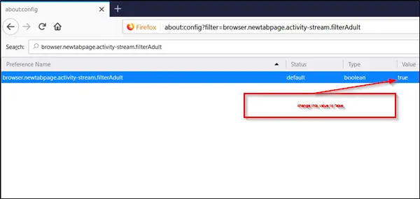 Adult Filter on the New Tab Page in Firefox