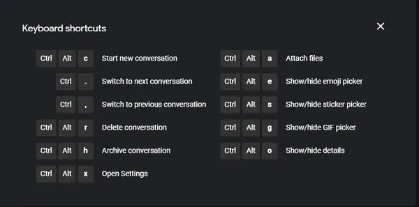 keyboard shortcuts