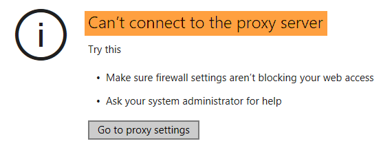 Can't connect to the proxy server