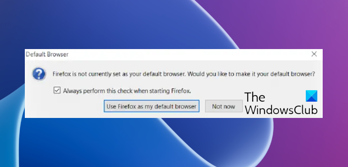 Can't set Firefox as the default browser