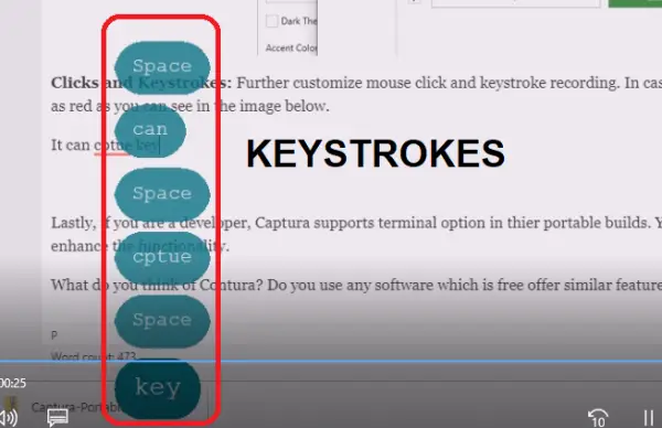 Capture Keystrokes in a video