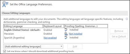 Editing and Proofing language