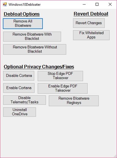 Get rid of Windows 10 bloatware with Windows10Debloater