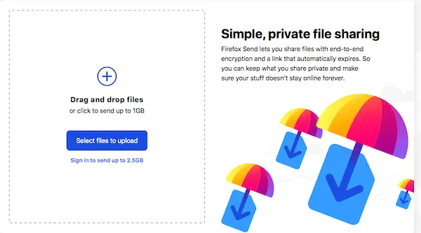 Firefox Send Private File Sharing