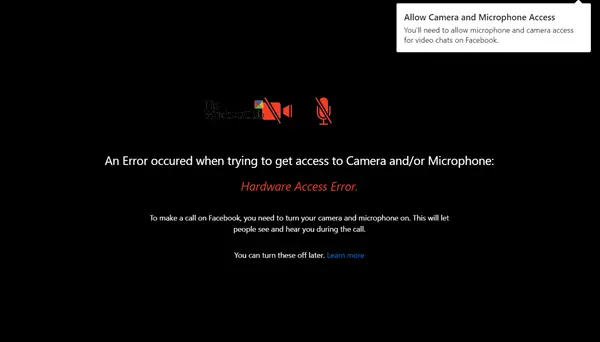 Having hardware back upwards capabilities similar a photographic idiot box camera in addition to microphone inward your Windows  Hardware Access Error when using Facebook Messenger inward Windows 10