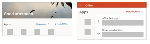 Install Office from Office Website