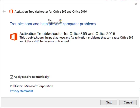 Microsoft Office Activation Troubleshooter