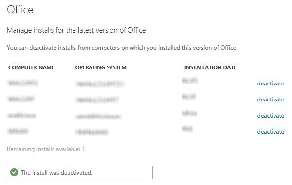 How to Deactivate Office 365 if you see a "limit reached" error