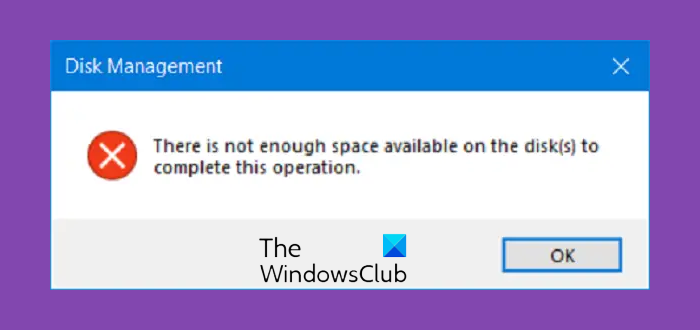 There is not Enough Space on the Disk to Complete this Operation