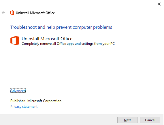 Uninstalling Microsoft Office