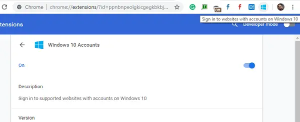 Windows 10 Accounts Chrome extension