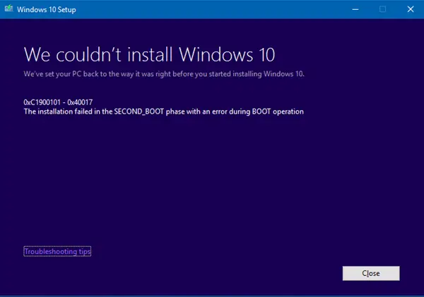 Windows 10 Upgrade error codes