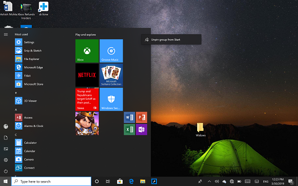 Sleek Start Menu Windows 10 v1903