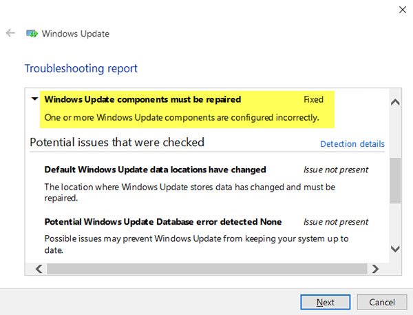 Windows Update components must be repaired, One or more windows update components are configured incorrectly