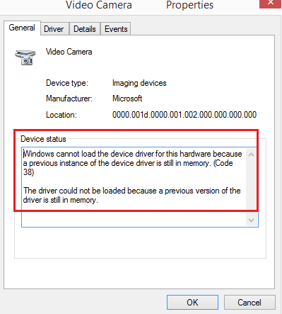 Windows cannot Load the Device Driver for this Hardware because a Previous Instance of the Device Driver is still in Memory (Code 38)