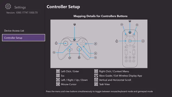 Input mapping of keyboard or mouse on Xbox One Controller