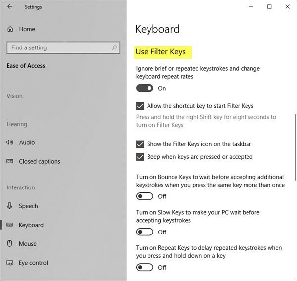 Microsoft has done a lot of function when it comes to  How to plough on or off Filter Keys inwards Windows 10