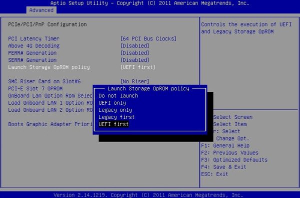 Выберите UEFI или Legacy BIOS при загрузке в программу установки Windows или Windows PE.