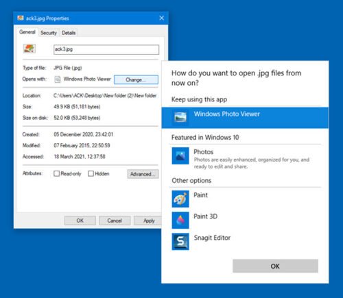 windows 10 change default program for extension