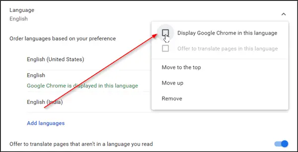 How to change language in google chrome