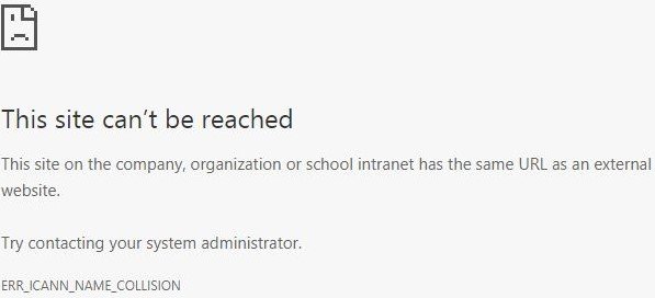 ERR_ICANN_NAME_COLLISION