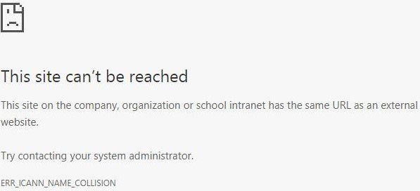 Erreur Err_Icann_Name_Collision Sur Chrome Err_Icann_Name_Collision