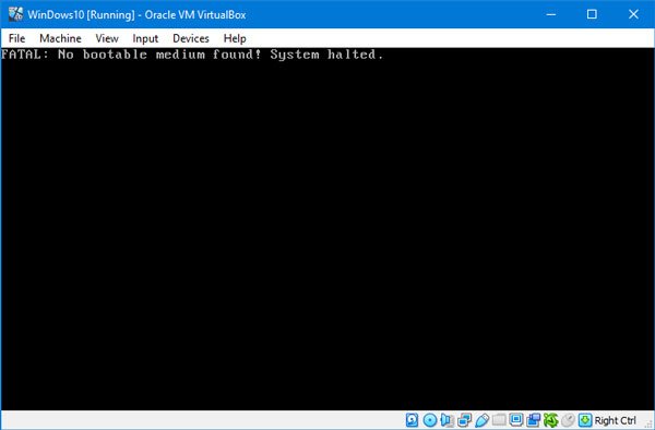 Fatal No Bootable Medium Found System Halted Error In Virtualbox