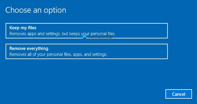 Ripristino delle impostazioni di fabbrica di Windows 10 2