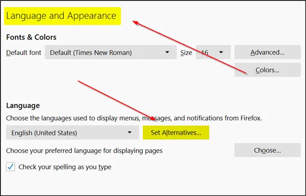 Change User Interface language for Chrome or Firefox