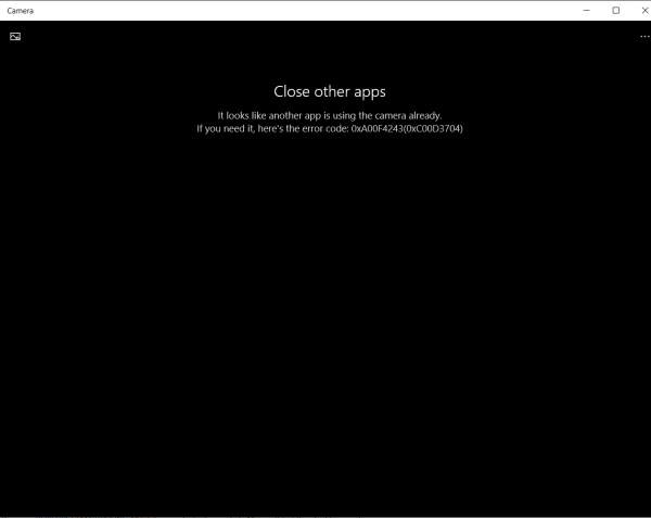 Fix Error code 0xa00f4243 for Camera UWP App