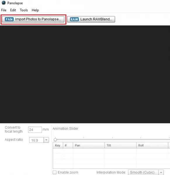 Import photos to Panolapse