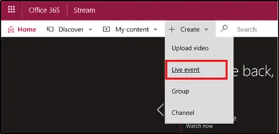 Microsoft Streams Live Event link