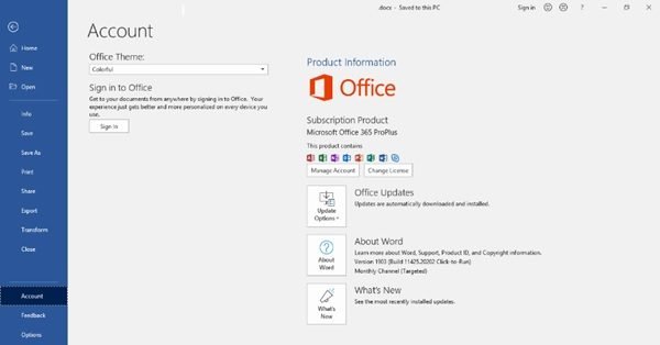 Microsoft Office is not activated