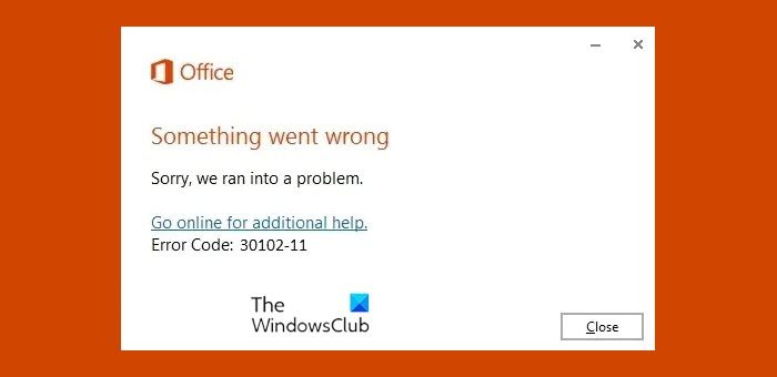 Office installation error codes 30102-11, 30102-13, 30103-11 or 30103-13