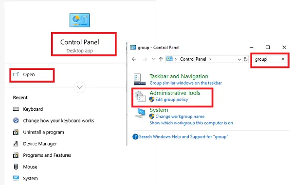 Open Group Policy from Control Panel