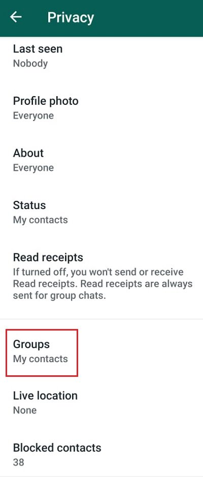Group privacy settings